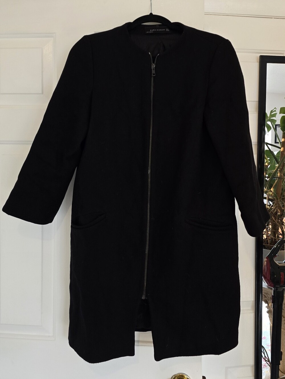 Zara Black Zip-Front Trench Coat